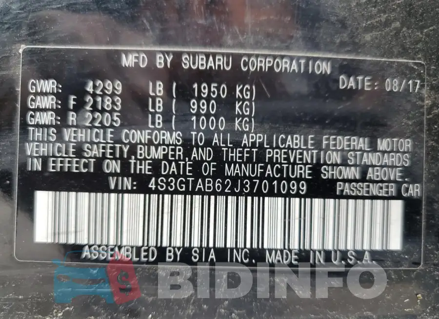 4S3GTAB62J3701099 Photo# 12