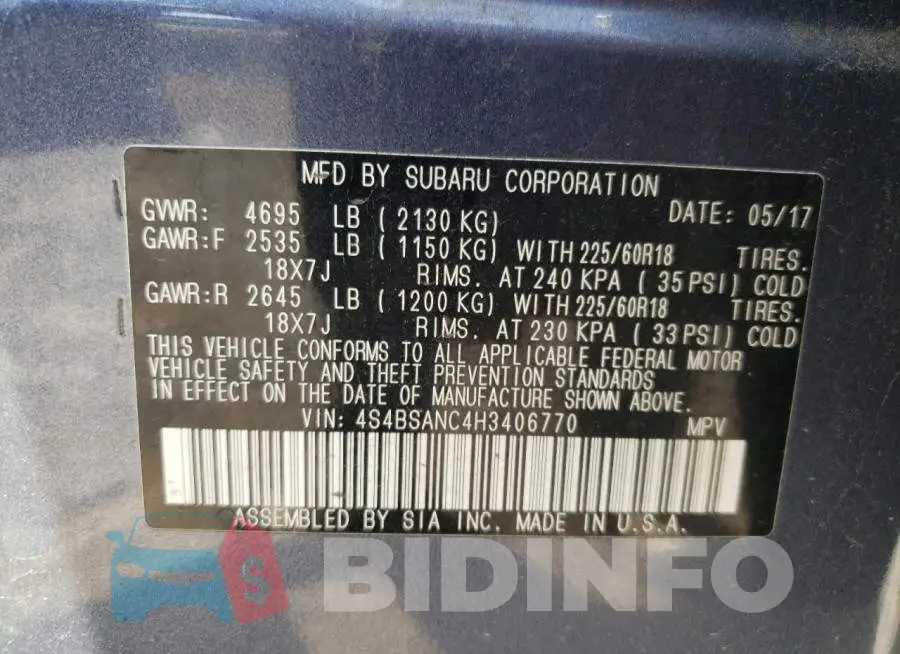 4S4BSANC4H3406770 Photo# 13