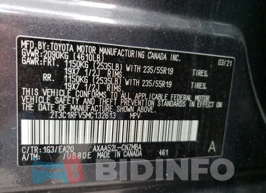 2T3C1RFV5MC132613 Photo# 13