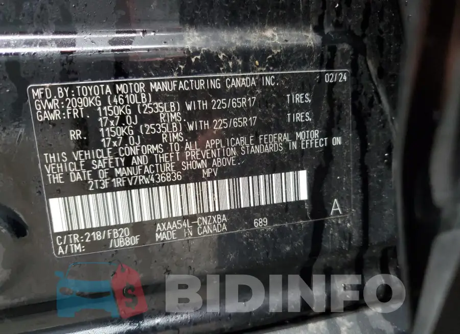 2T3F1RFV7RW436836 Photo# 14