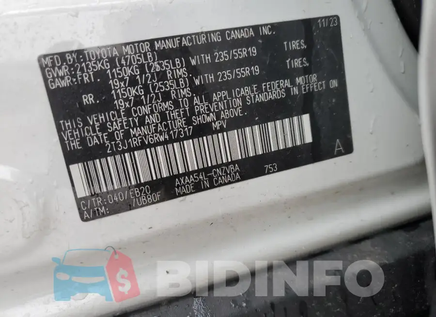 2T3J1RFV6RW417317 Photo# 13