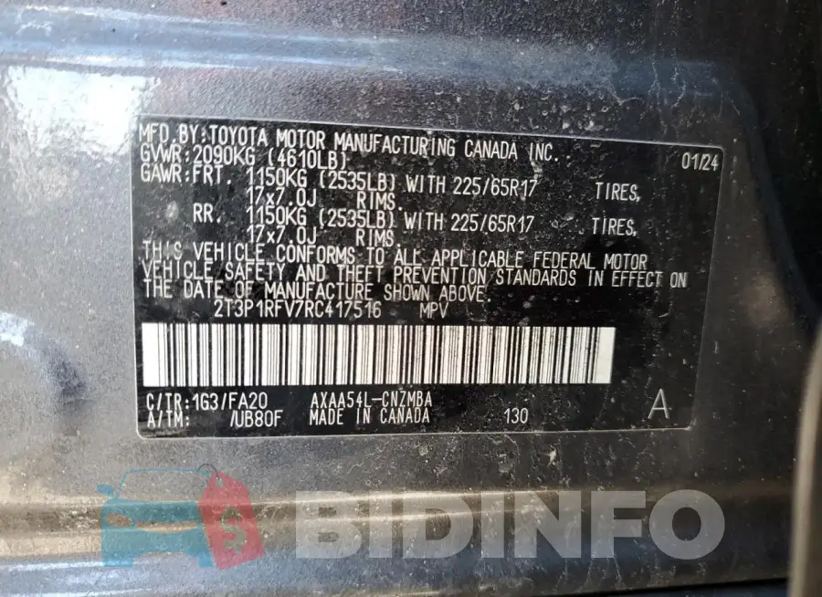 2T3P1RFV7RC417516 Photo# 14