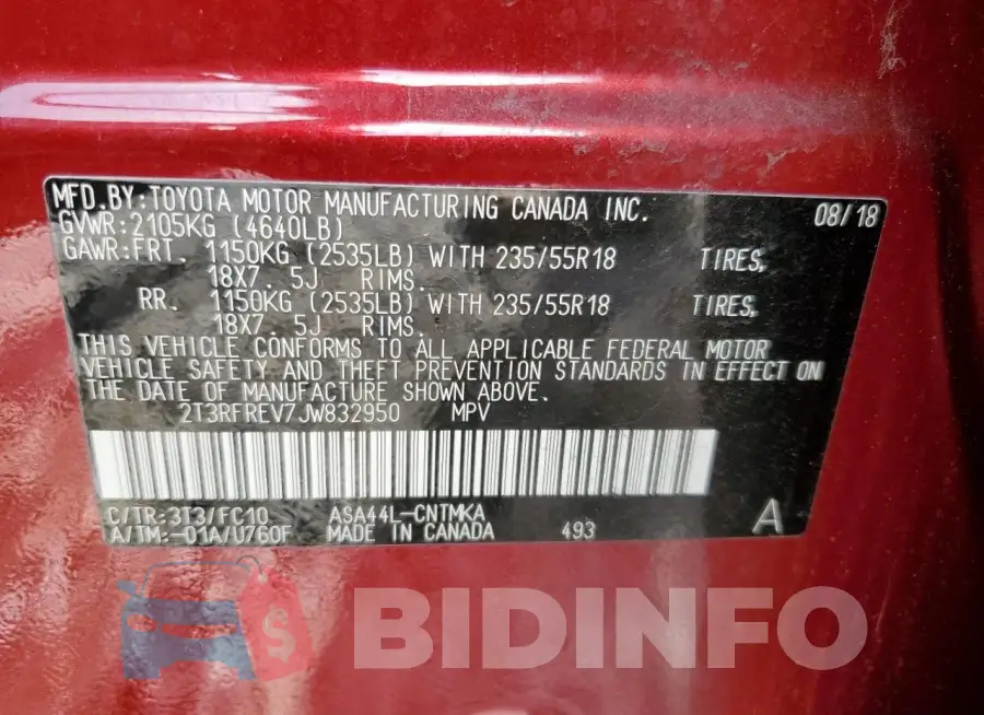 2T3RFREV7JW832950 Photo# 13