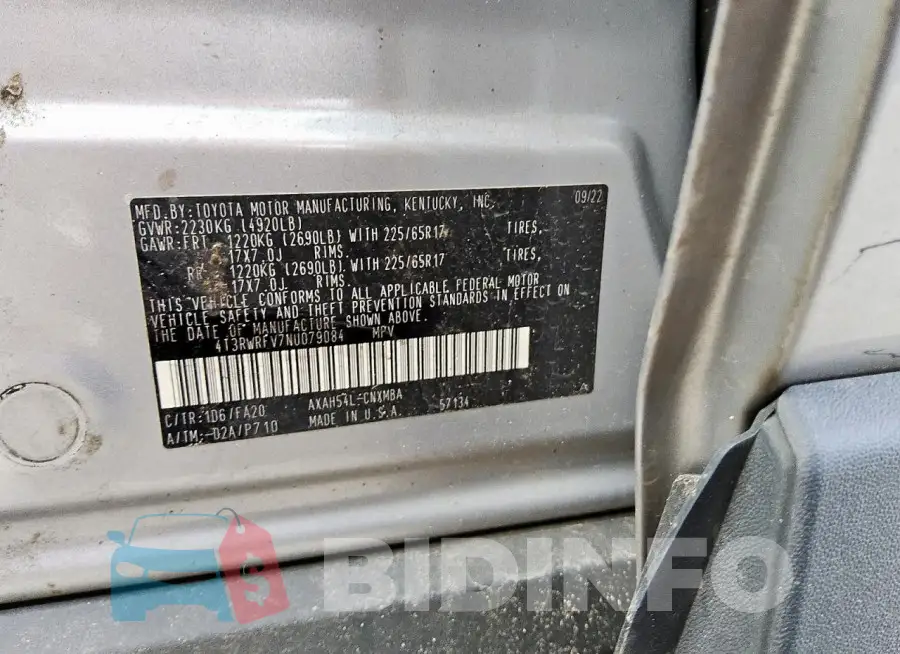 4T3RWRFV7NU079084 Photo# 13