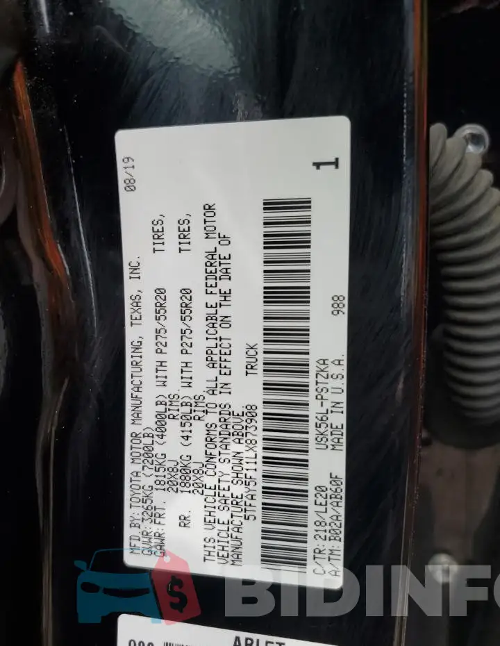 5TFAY5F11LX873908 Photo# 13