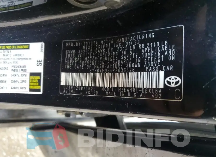 5YFB4MDE4PP036526 Photo# 12