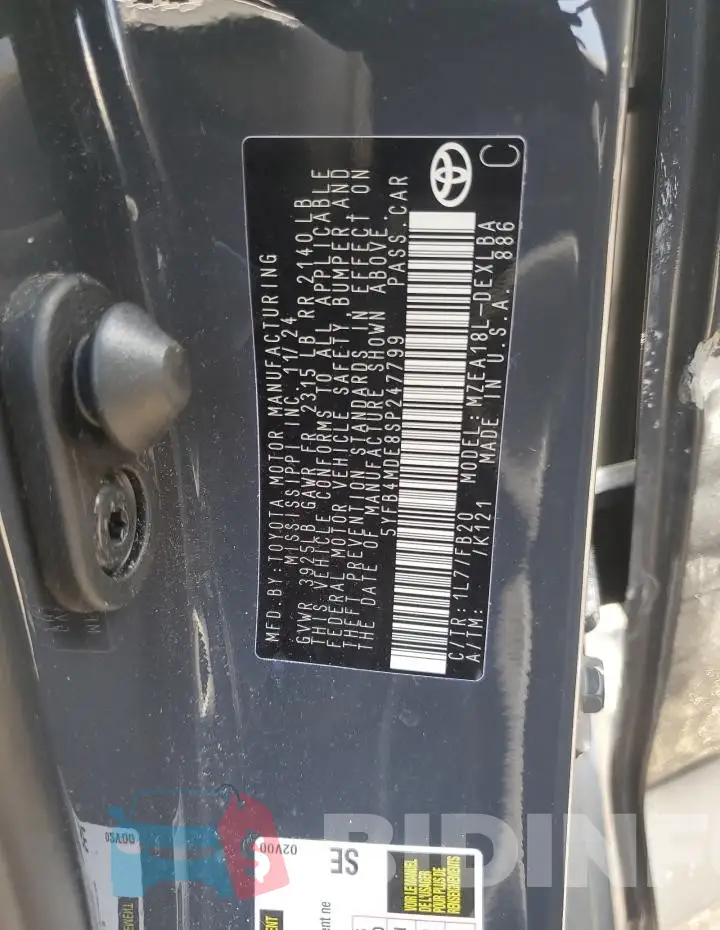 5YFB4MDE8SP247799 Photo# 12