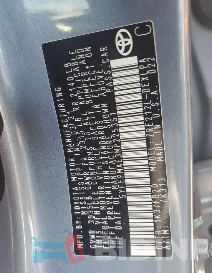 5YFEPMAE3MP225351 Photo# 12