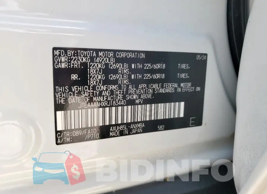 JTEAAAAHXRJ183440 Photo# 13