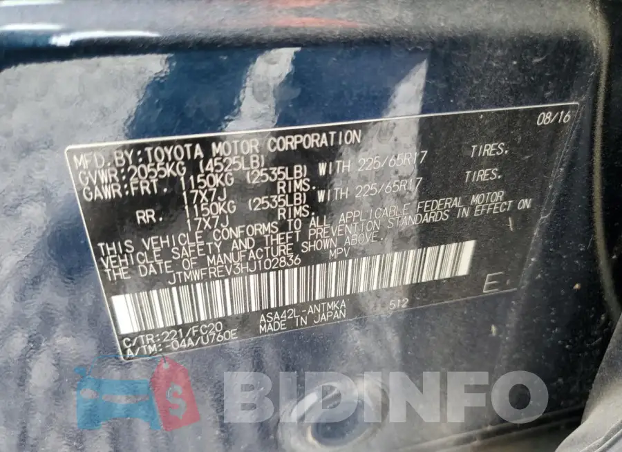 JTMWFREV3HJ102836 Photo# 13