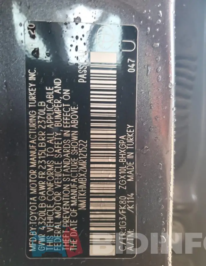 NMTKHMBX2MR121522 Photo# 12