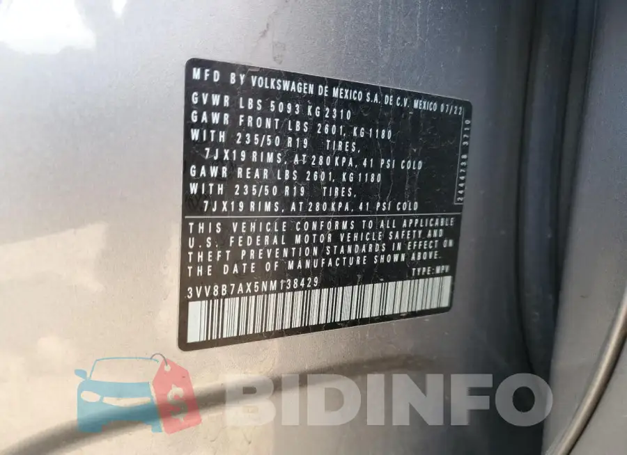 3VV8B7AX5NM138429 Photo# 12