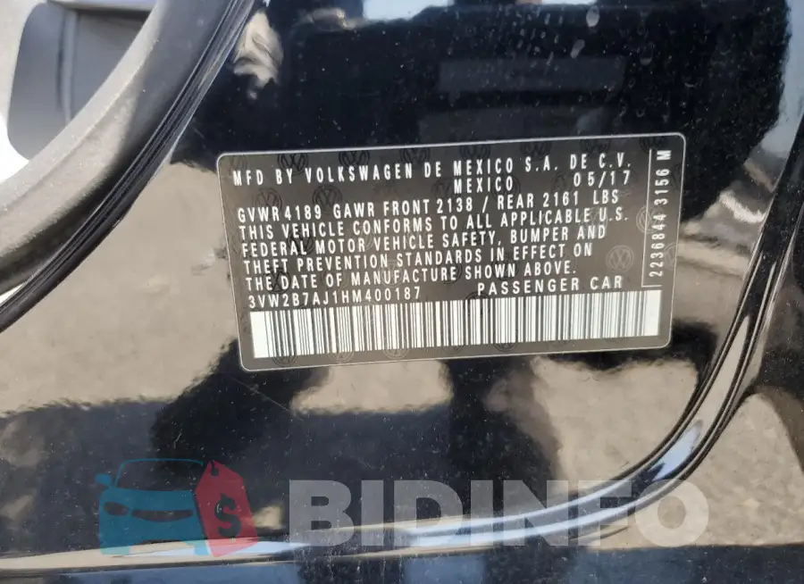 3VW2B7AJ1HM400187 Photo# 13