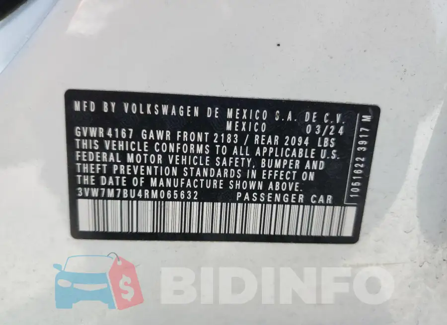 3VW7M7BU4RM065632 Photo# 12