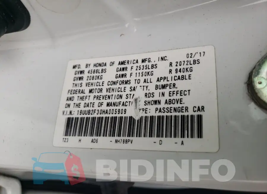 19UUB2F30HA005909 Photo# 12