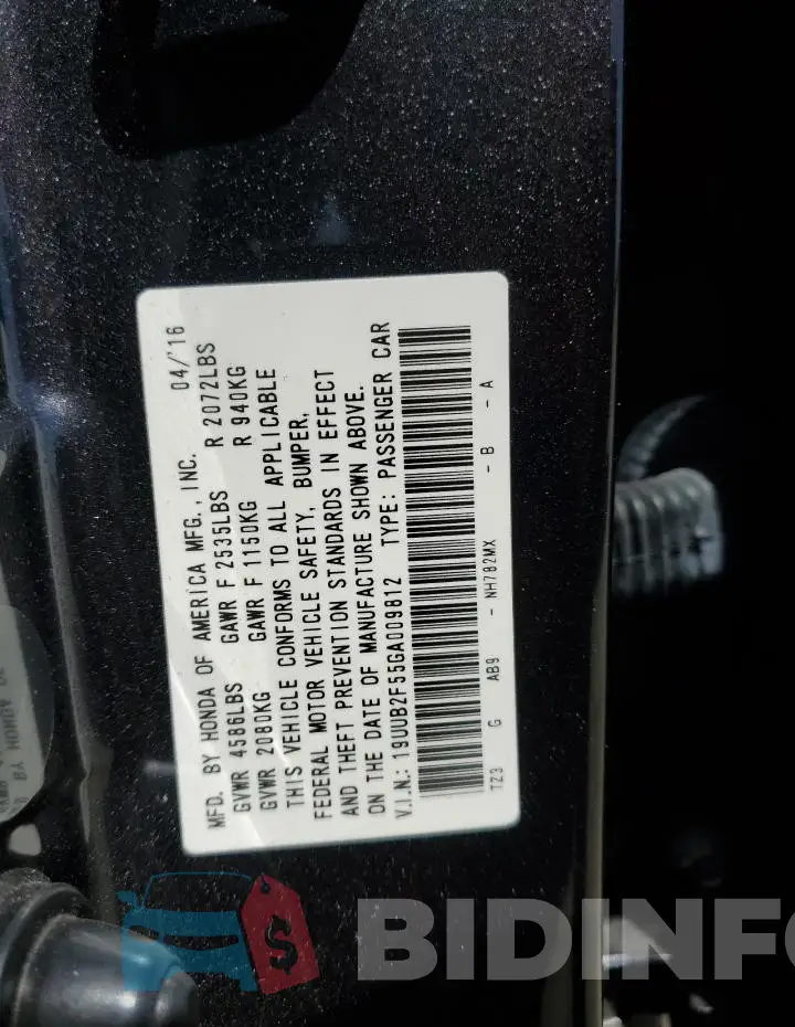 19UUB2F55GA009812 Photo# 12