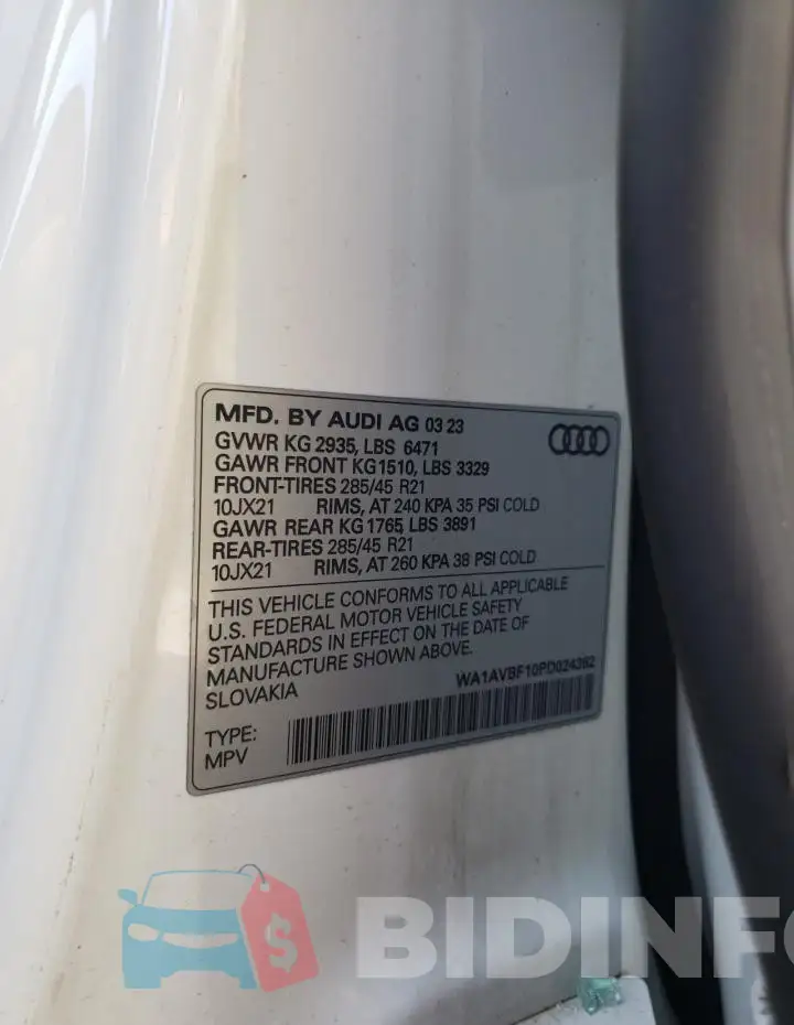WA1AVBF10PD024362 Photo# 13