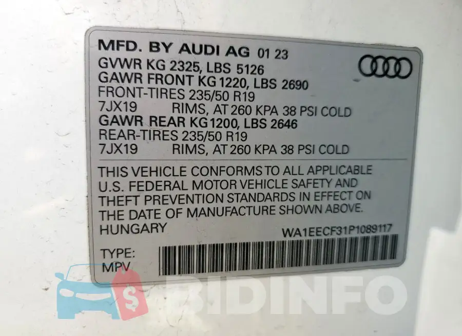 WA1EECF31P1089117 Photo# 13