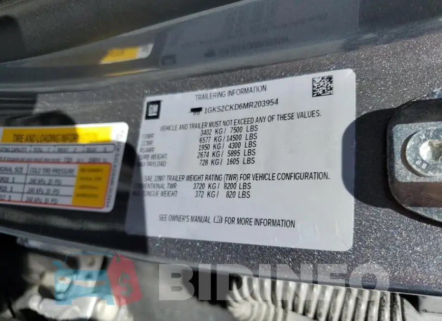 1GKS2CKD6MR203954 Photo# 13