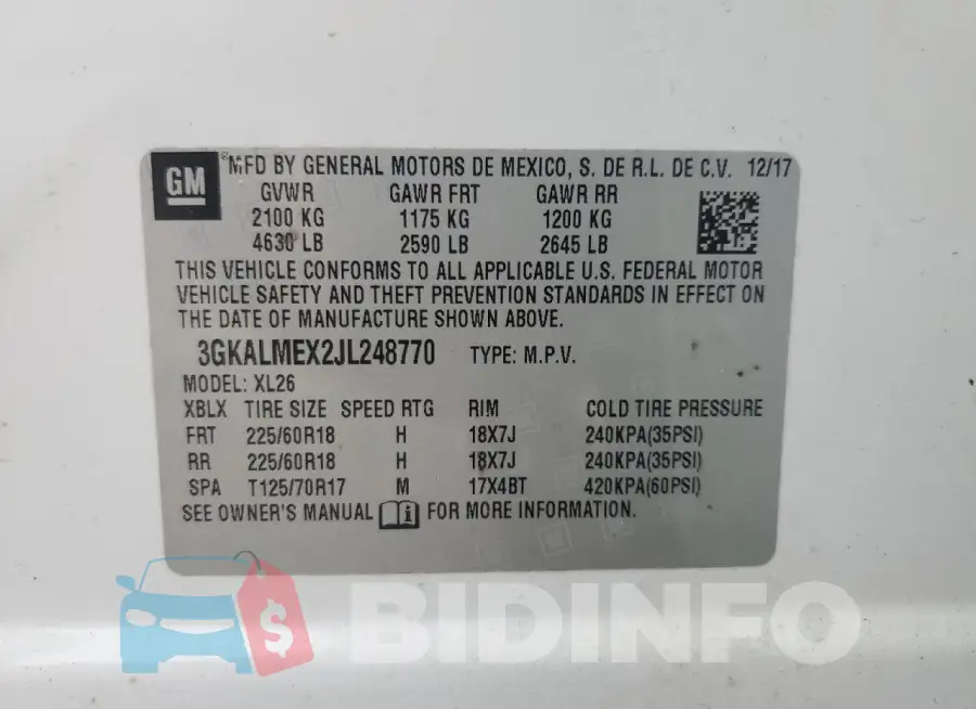 3GKALMEX2JL248770 Photo# 13