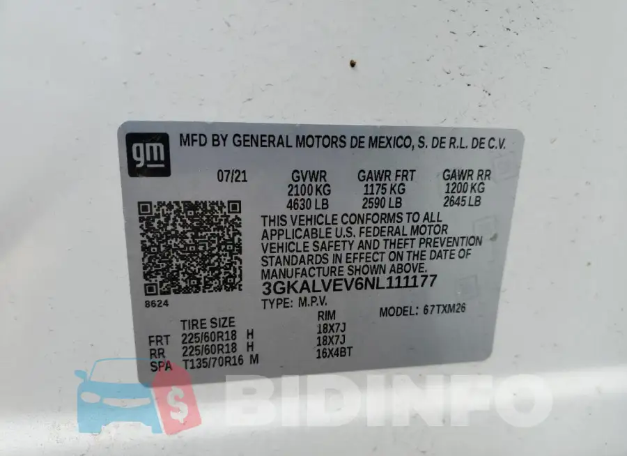 3GKALVEV6NL111177 Photo# 13