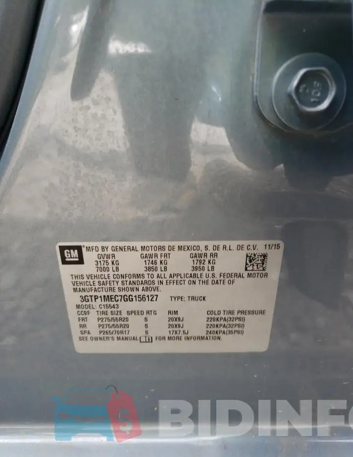 3GTP1MEC7GG156127 Photo# 12