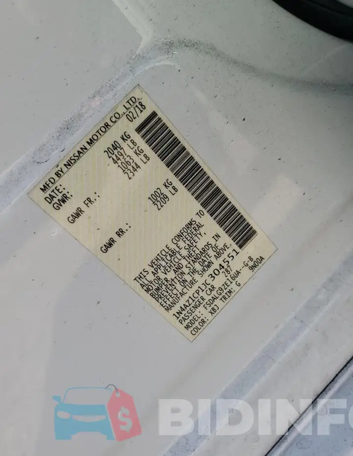 1N4AZ1CP1JC304551 Photo# 13