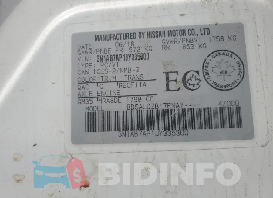 3N1AB7AP1JY335300 Photo# 13