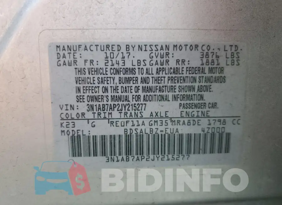 3N1AB7AP2JY215277 Photo# 12
