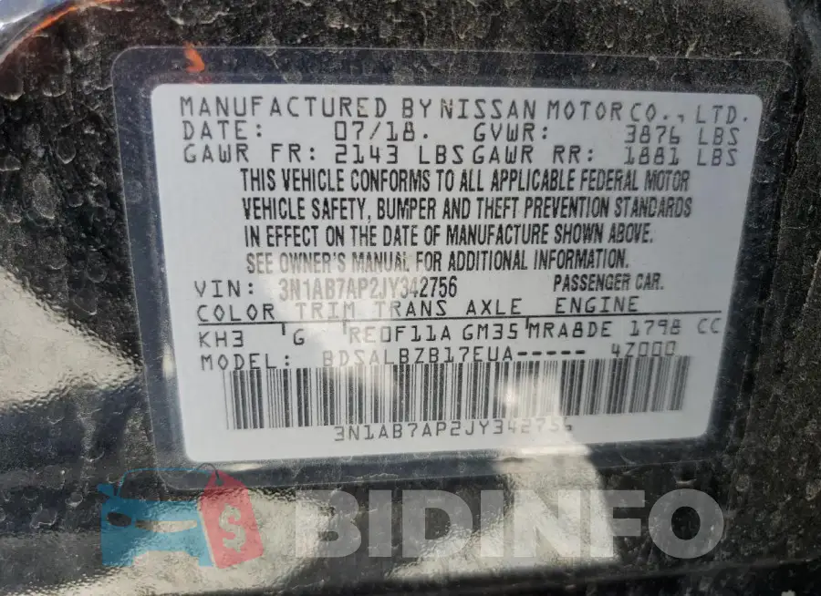 3N1AB7AP2JY342756 Photo# 12