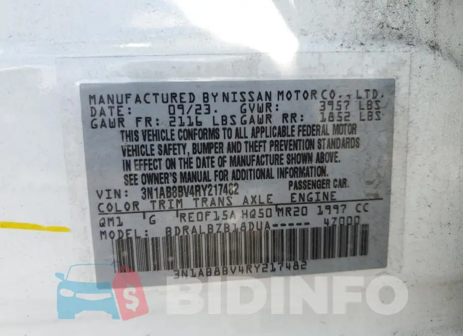 3N1AB8BV4RY217482 Photo# 12