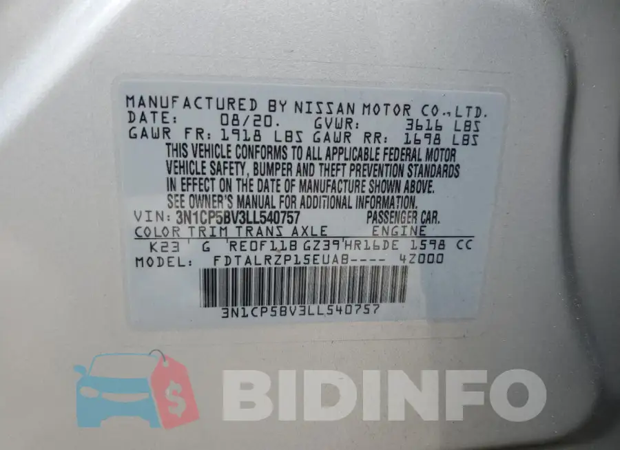 3N1CP5BV3LL540757 Photo# 14