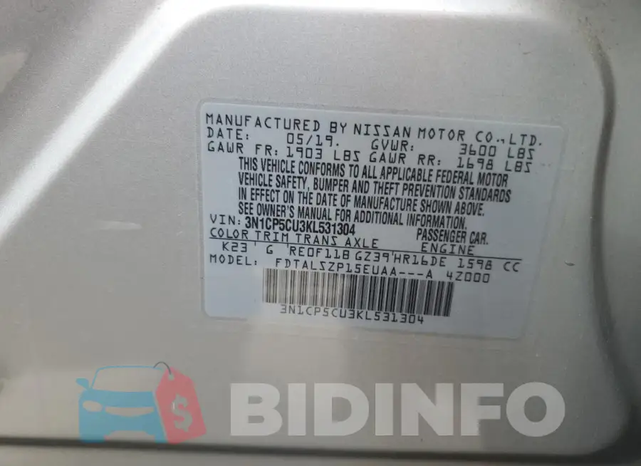 3N1CP5CU3KL531304 Photo# 14