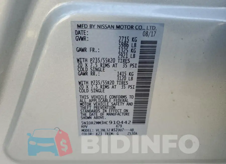 5N1DR2MM3HC910442 Photo# 13
