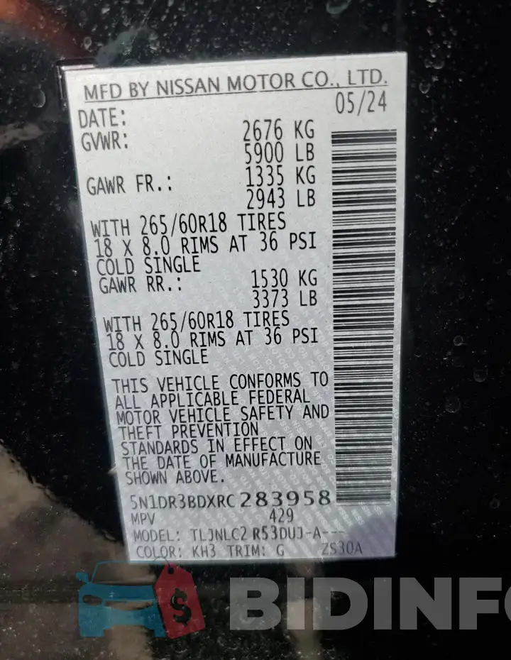 5N1DR3BDXRC283958 Photo# 13