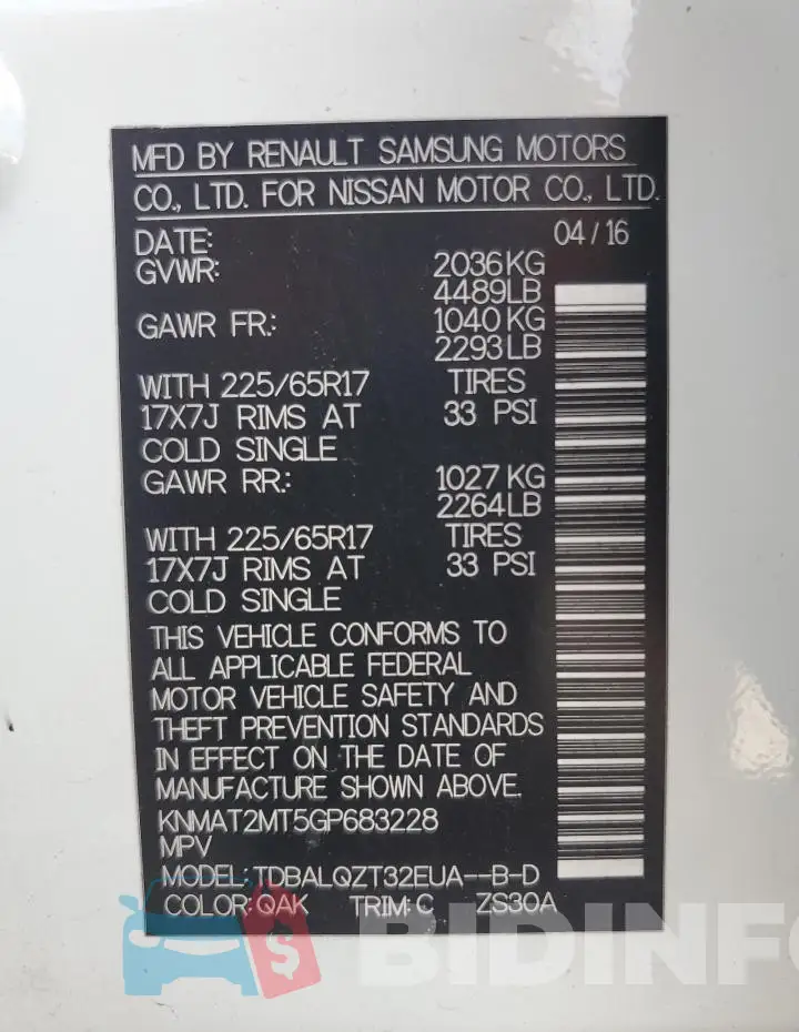 KNMAT2MT5GP683228 Photo# 13
