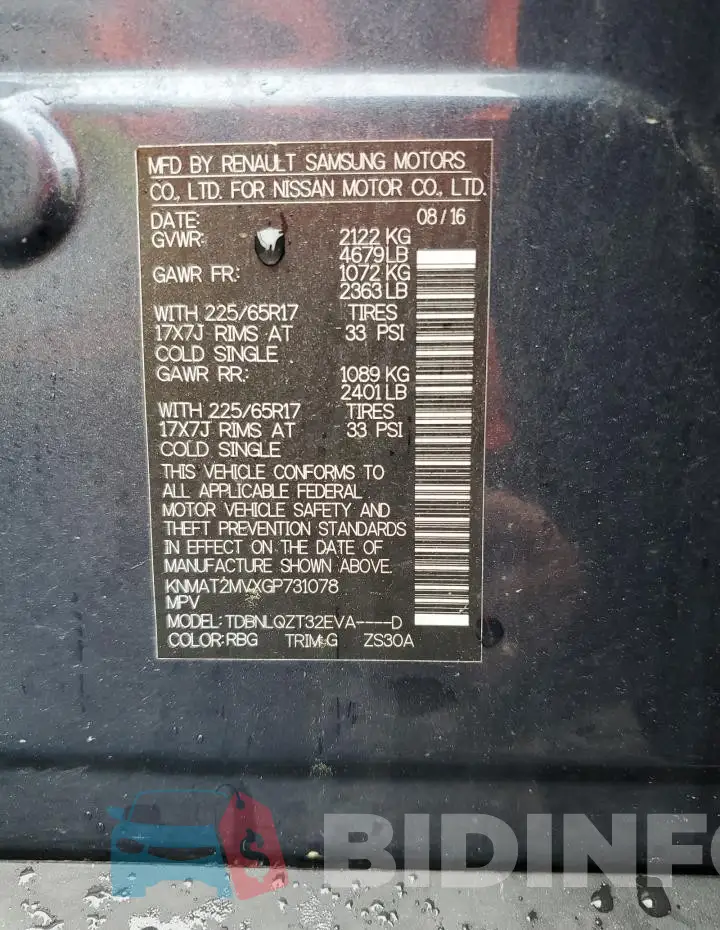 KNMAT2MVXGP731078 Photo# 13