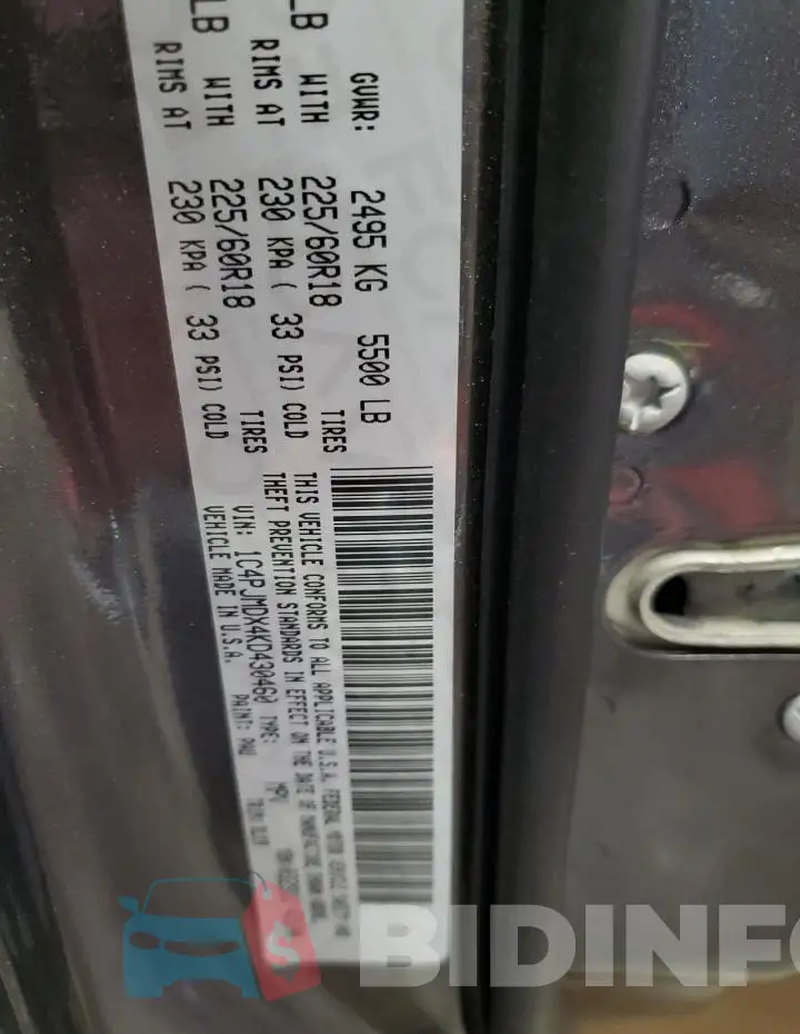 1C4PJMDX4KD430460 Photo# 14