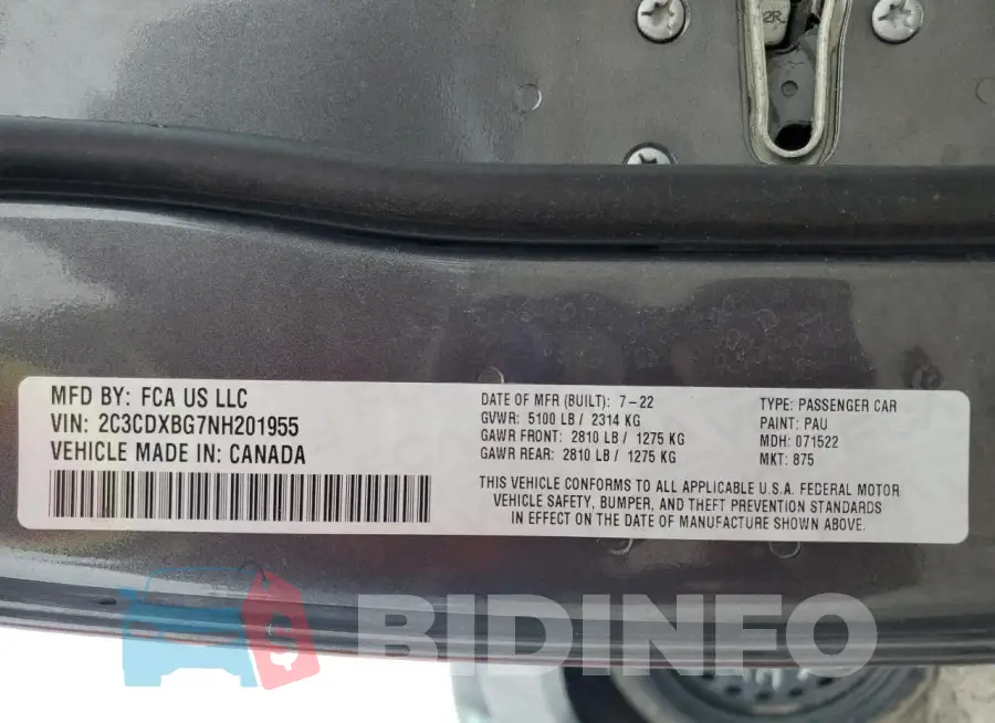 2C3CDXBG7NH201955 Photo# 13