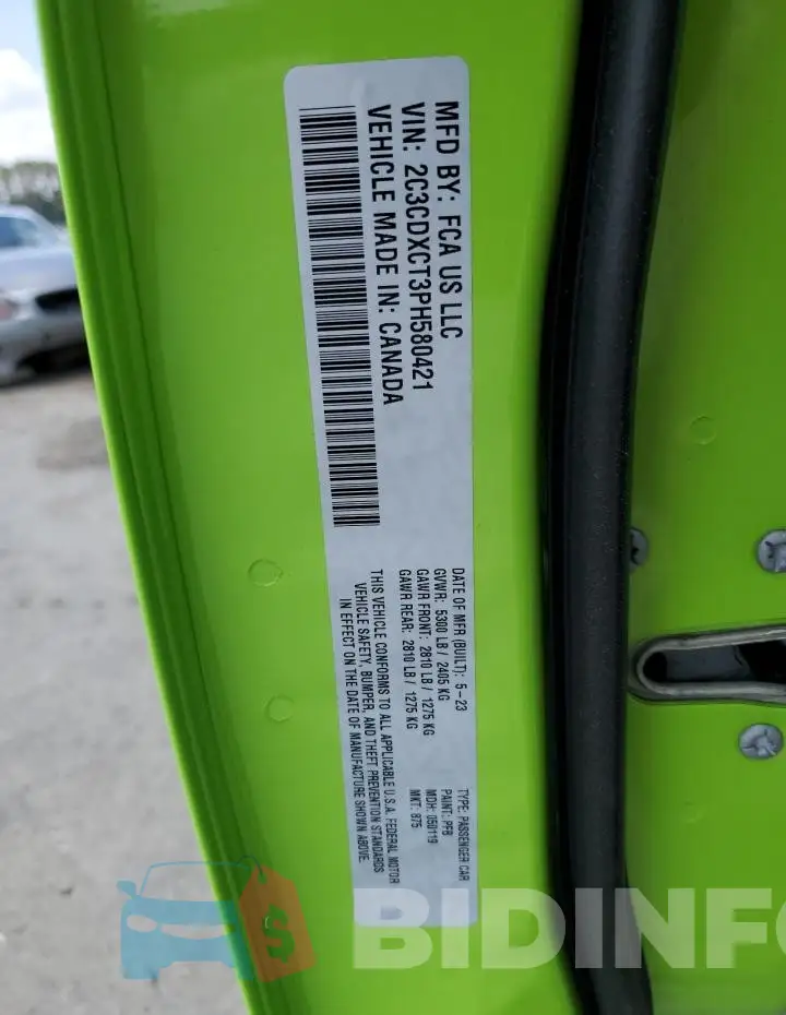 2C3CDXCT3PH580421 Photo# 12