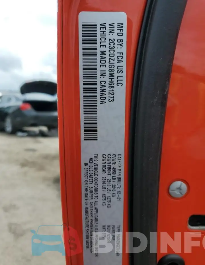 2C3CDZJG8MH681273 Photo# 12
