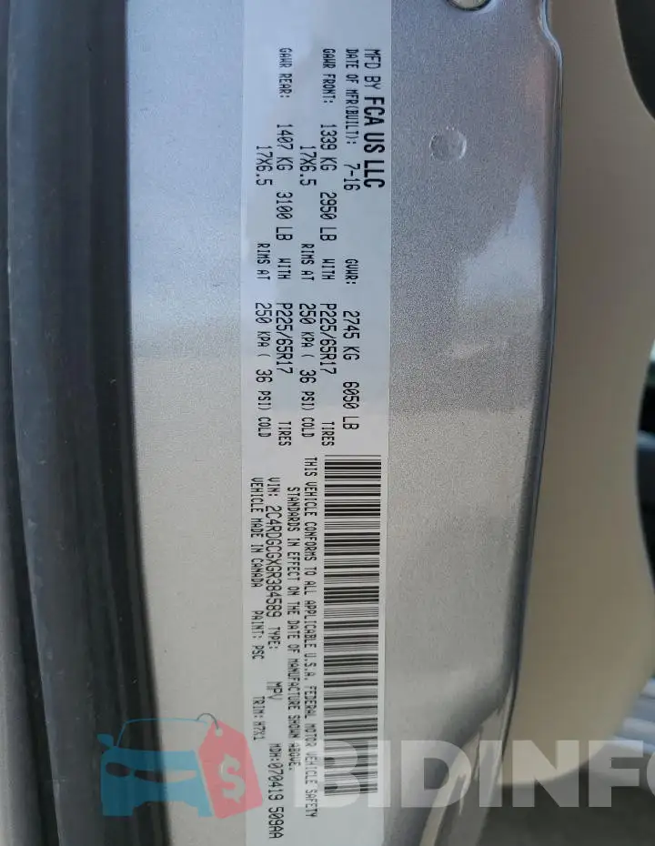 2C4RDGCGXGR384589 Photo# 14