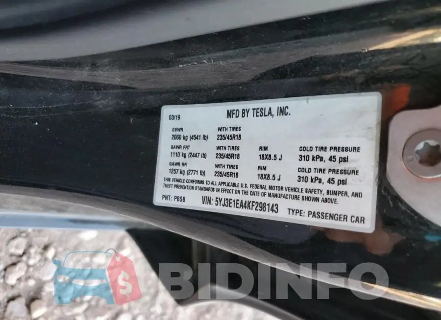 5YJ3E1EA4KF298143 Photo# 12