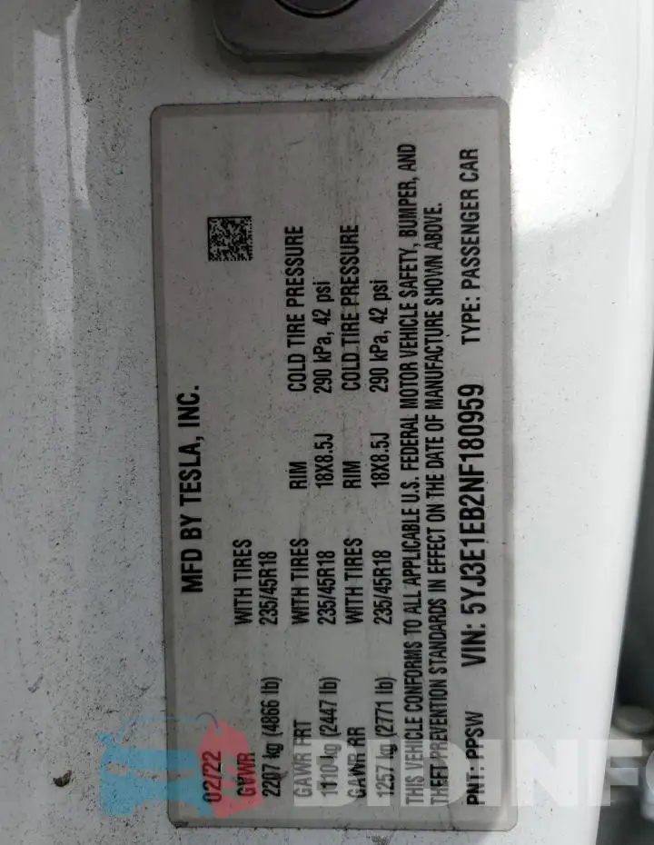 5YJ3E1EB2NF180959 Photo# 12