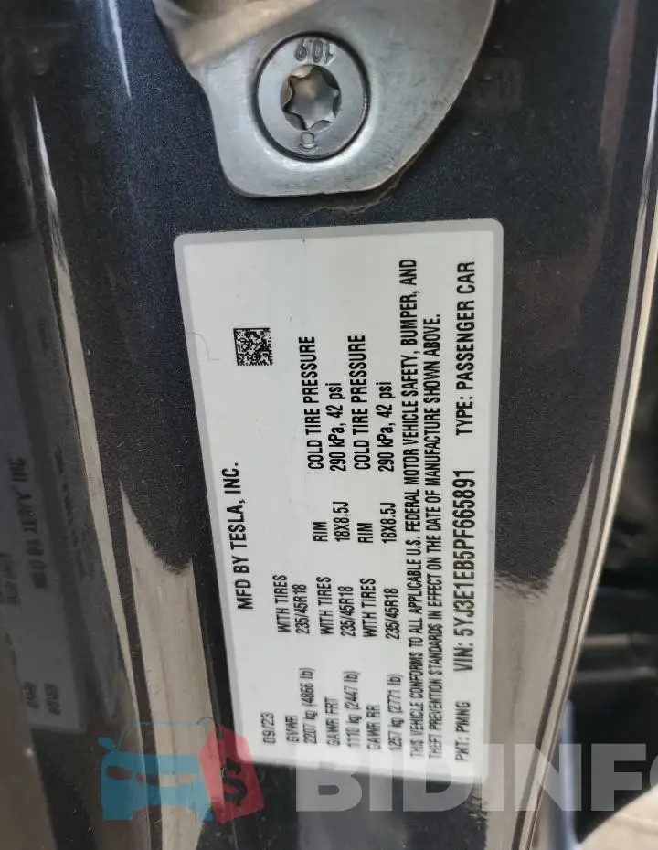 5YJ3E1EB5PF665891 Photo# 12