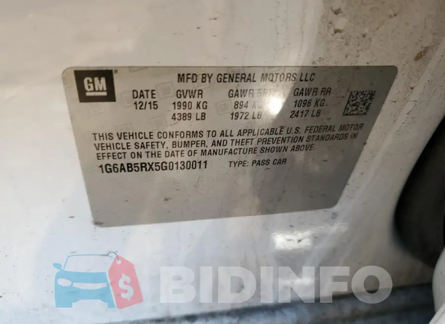1G6AB5RX5G0130011 Photo# 12