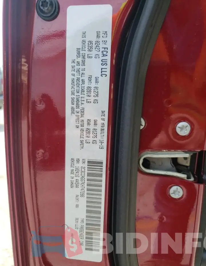 2C3CCAGG7KH747286 Photo# 12