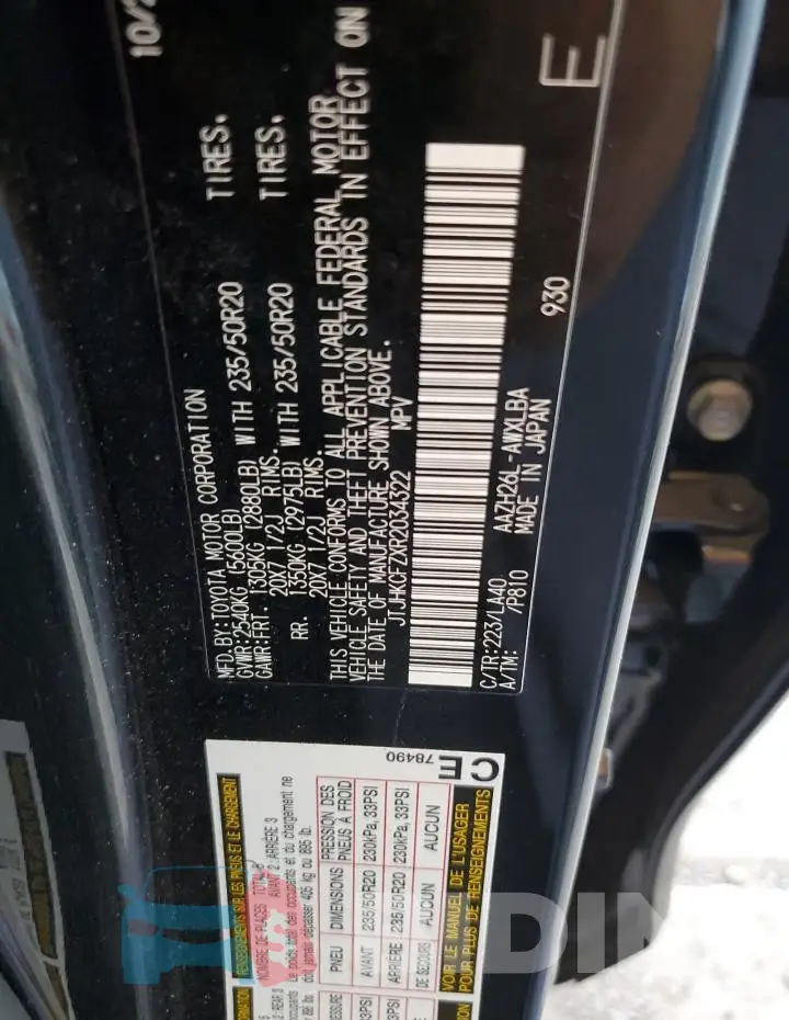 JTJHKCFZXR2034322 Photo# 13