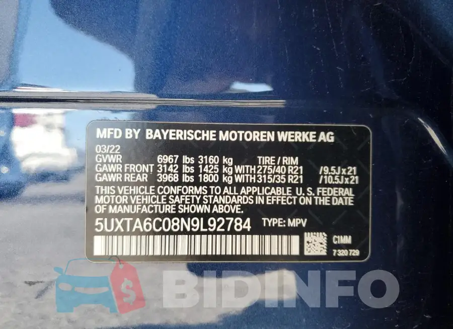 5UXTA6C08N9L92784 Photo# 13
