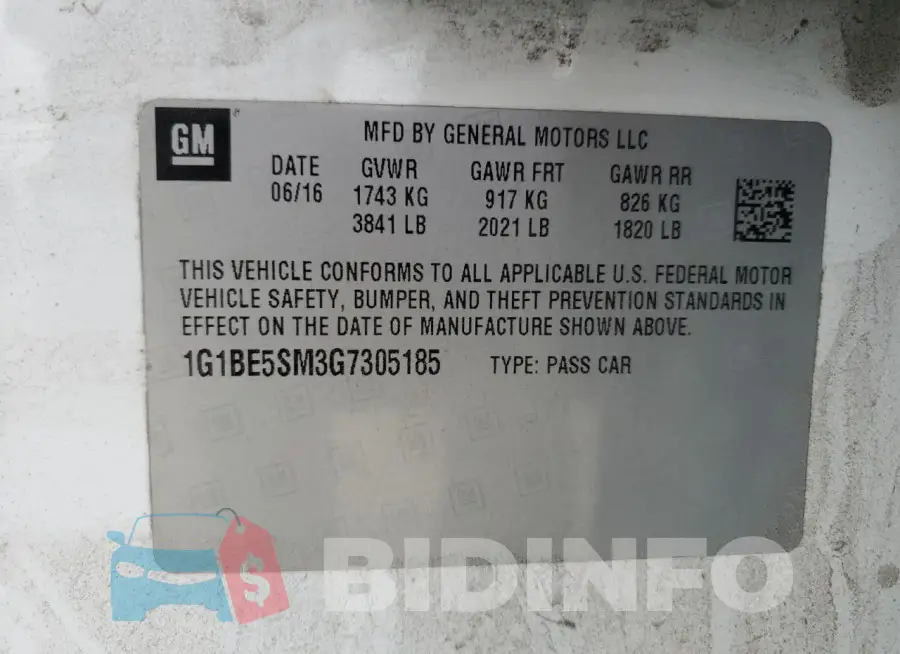 1G1BE5SM3G7305185 Photo# 12